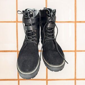 Combat Boots Black Suede Never Worn Shoedazzle size 8.5 women’s